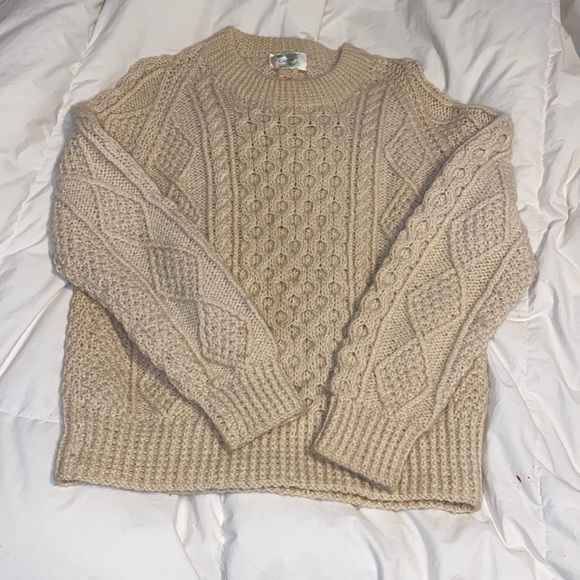 Carrais knitwear Vintage 100% Irish Bainin wool sweater size large - Picture 1 of 4